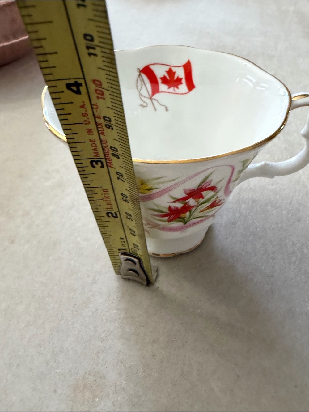 Royal Albert Bone China Teacup with Red Maple Leaf and Gold Trim - Picture 7 of 7